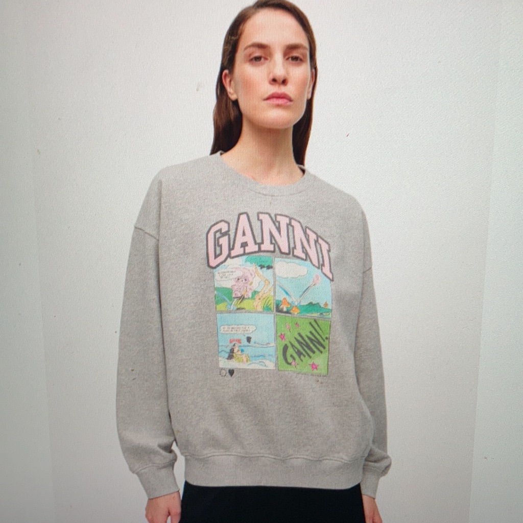 Ganni Grey Lsoli Oversized Sweatershirt Size Large